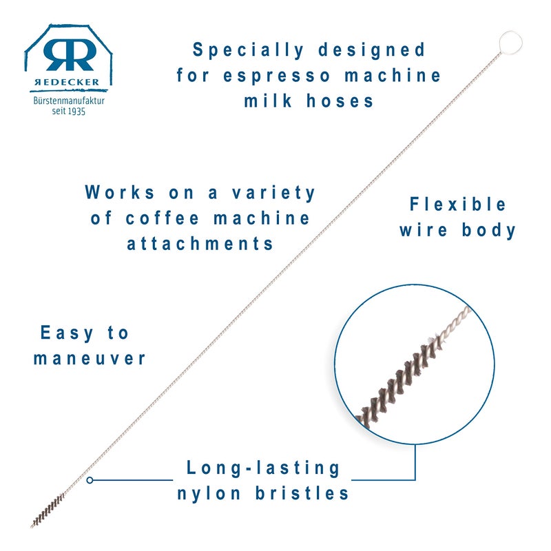 REDECKER Milk Foamer Hose Brush - Ideal for Espresso & Coffee Machine Attachments, Baby Bottle Cleaning, Detailing & More - Durable Nylon Bristles, Flexible Wire Handle, 12-1/2 Inches - Image 4